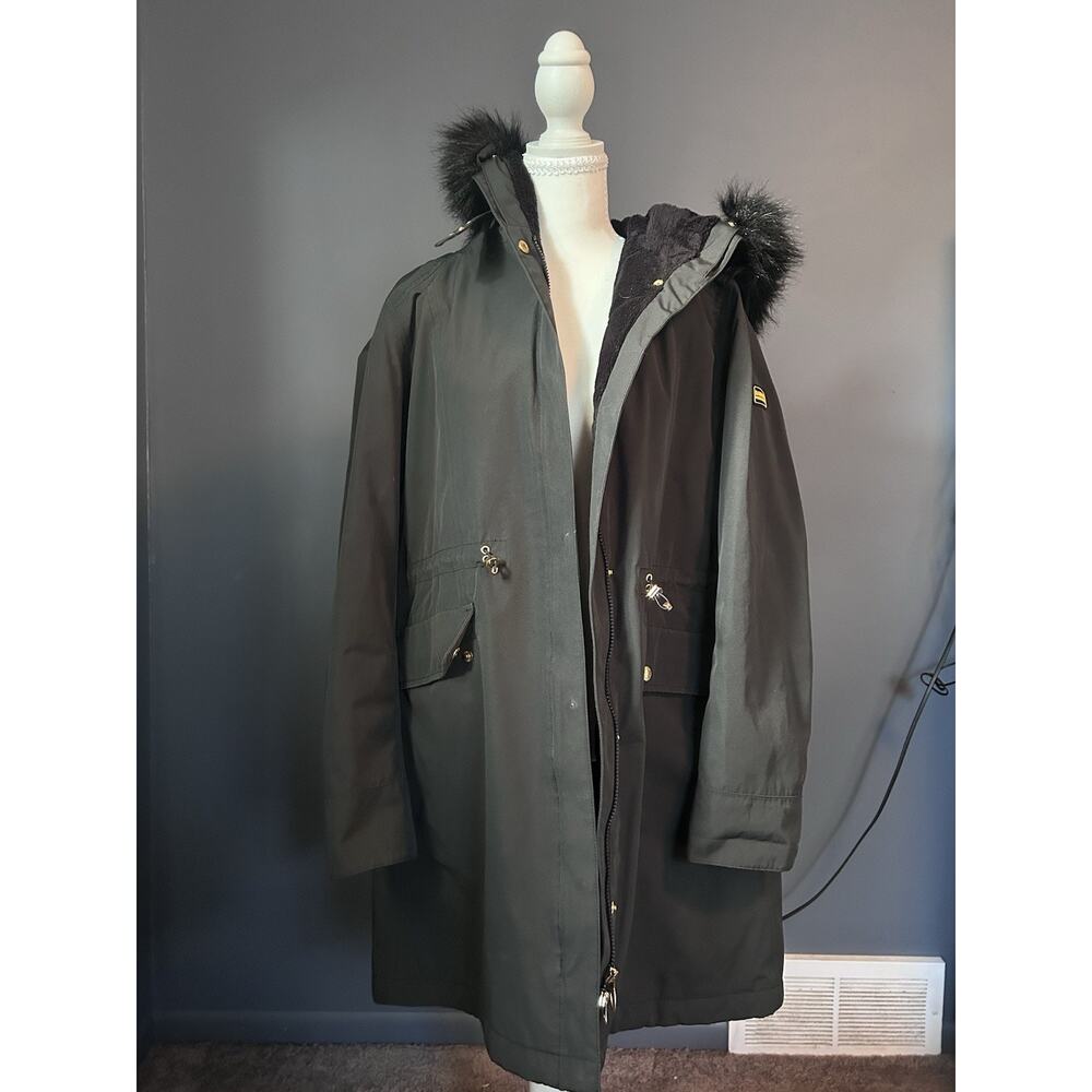 Barbour International Clutch Jacket US Women’s 12 Green Insulated Knee Length